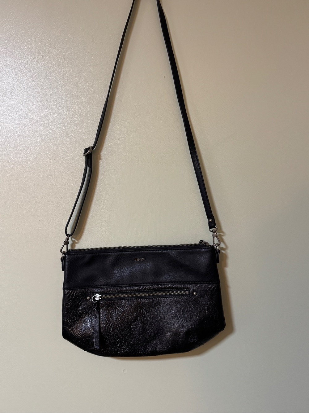 The Sak Oleta Black Leather Crossbody Bag